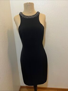 Express Black Beaded Neck Mini Dress